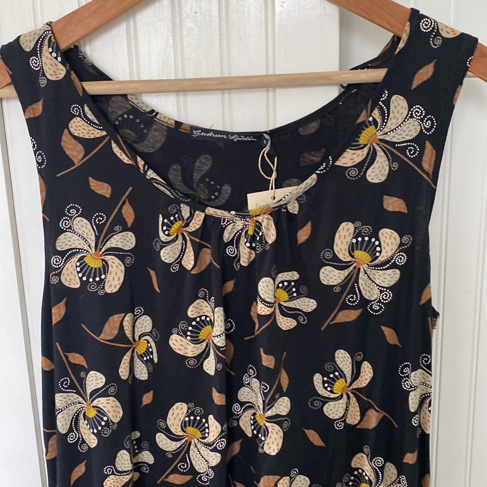 Gudrun Sjoden Black and Yellow Floral Midi Dress